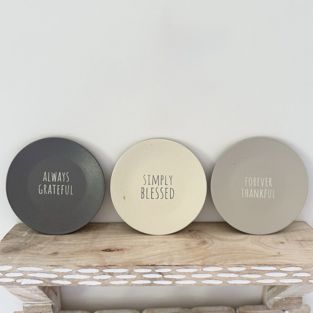 Decorative Farmhouse Inspirational Wood Plates Set Of 3 6”